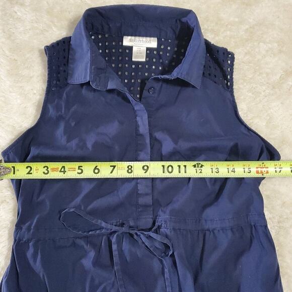 Motherhood Maternity Blue Button-Up Sleeveless Eyelet Dress, Size Small - Picture 4 of 9